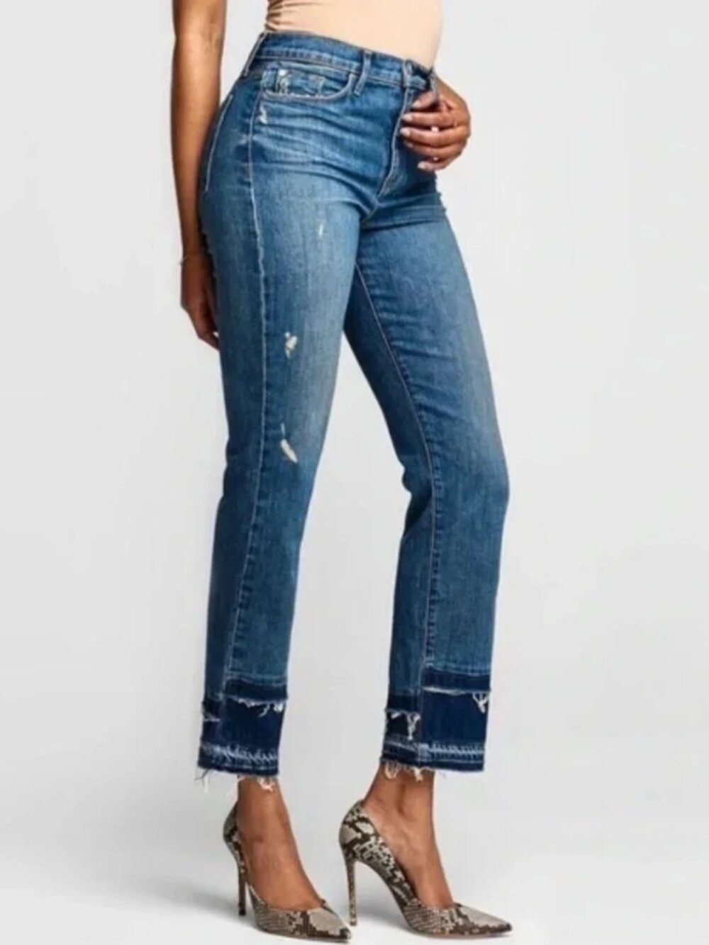 Hudson New Zoeey‎ High Rise Straight Crop Jeans Raw Hem Women's 28